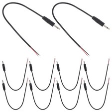 10 Pcs 3.5mm Mono Audio Cable Male Plug To Bare Wire Jack Connector Black