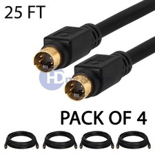 4x 25ft Feet S-Video 4 Pin Male to Male Cord Cable Gold Plated For DVD HDTV