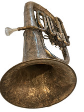 Antique C.G. Conn Upright Brass Horn Silver Plate Engraved USA Serial  192253