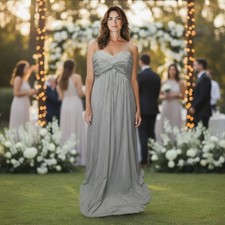 David s Bridal Bridesmaid Prom Dress Gray Strapless Lined Size 12