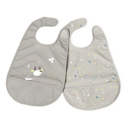 New Chicco 00016301350000 Bib Set with Pocket Crumbs Grey