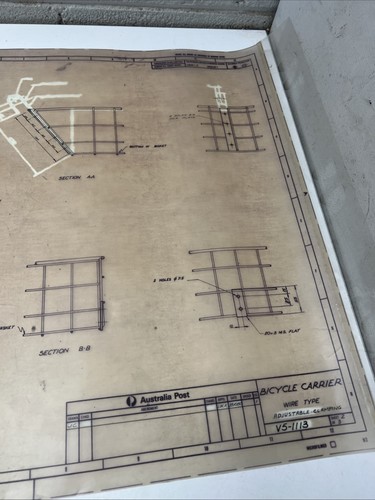 Portabicicletas Técnicas DE COLECCIÓN RETRO Australia Post GPO Plan de Dibujo PMG - Imagen 2 de 5