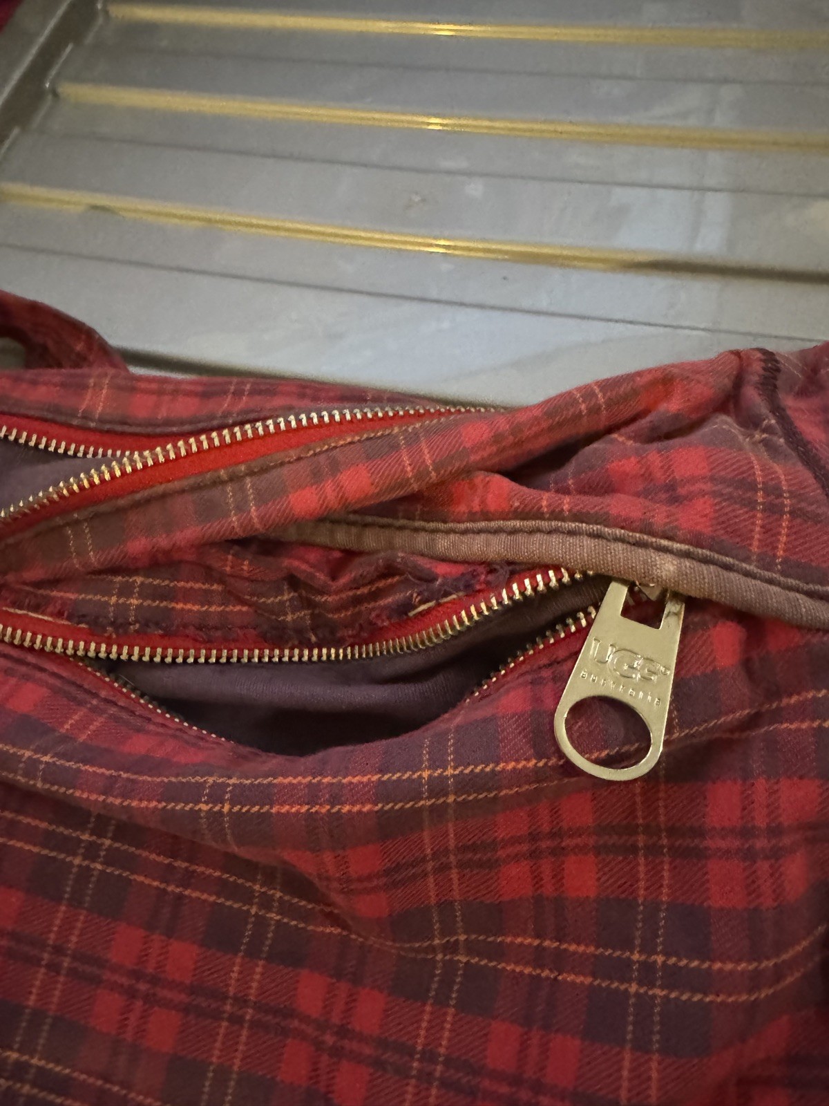 Vintage Rare Red UGG Tartan Messenger Bag image 6