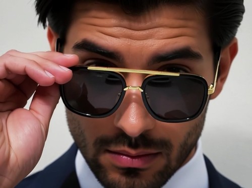 Men Fashion Sunglasses Oversized Square Gold Flat Top Frame Hip Hop Fancy Black - Afbeelding 2 van 76