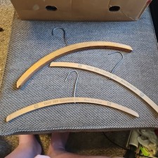 VTG THICKER WOODEN CLOTHES HANGER JOB LOT 3 2 Troy Dry Cleaning Co 1real Thick