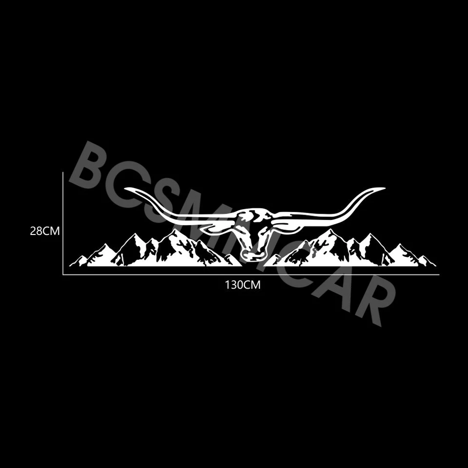 Car Rear Window Trunk Decal Decor Cattle Head Mountain Graphic Vinyl Stickers - Image 2 of 4