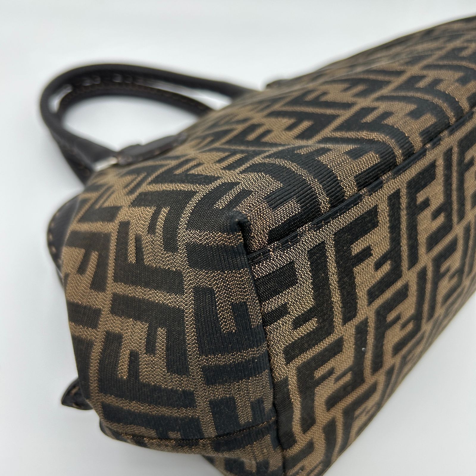 FENDI Shoulder Bag Brown Mamma Roman Leather Zucca Pattern Women From Japan thumbnail 10