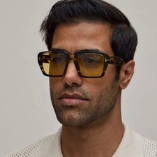 New Authentic Tom Ford TF1153 52E Redford Sunglasses Dark Havana with Yellow Men