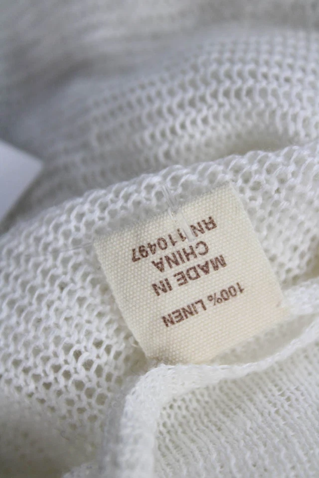 Cárdigan para mujer Inhabit blanco lino cuello en V botón manga larga talla S Foto 4 de 4