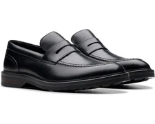 Clarks Aldwin Penny Loafers Men's 8 Black Leather Moc Toe Slip On Shoes ZOGG2436