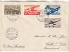Switzerland airmail cover 1,50 fdc first flight Jubilee 1944 Lausanne Bern