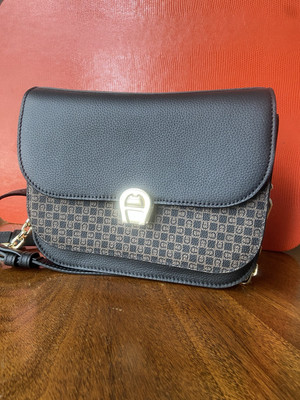 Aigner Mariella Dadino S,Crossbody Tasche,Schwarz, Cognac,Leder,ausverkauft