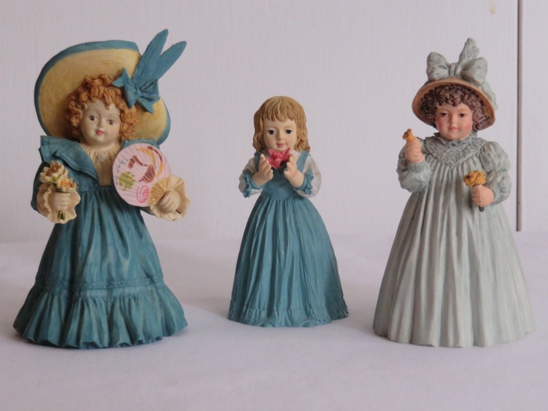 Maud Humphrey Bogart Figurines, Victorian Girls with Flowers, Lot of 3