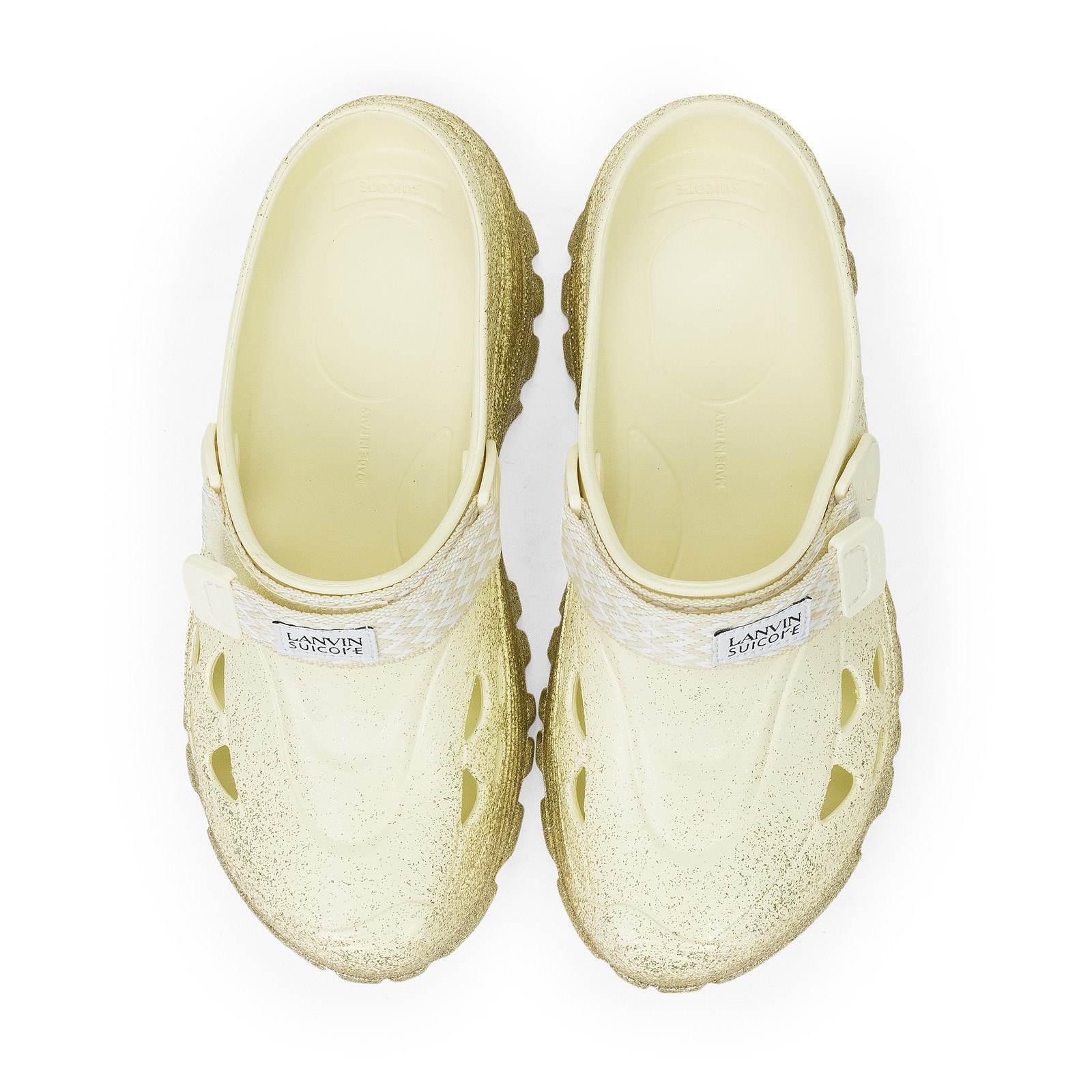 PANTOFOLA D’ORO LACCETTE MOK LANVIN ORO BEIGE NUOVE CON SCATOLA CORDOLO SUICOKE SLIDES TAGLIA 45 $450