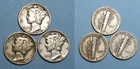 SILVER! SILVER! SILVER! 1939 42-D 44 MERCURY DIMES LOT 3 COINS #MX9-49