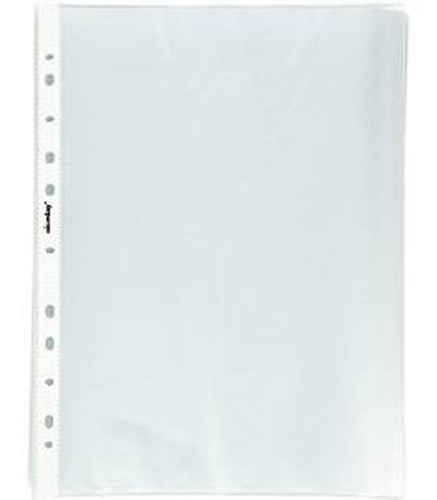 A4 Punched Pockets 100 or 500 Deluxe Glass Clear 60 Micron White Strip Pocket - Picture 3 of 4