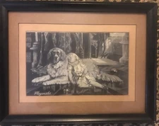 Rare Antique George Augustus Holmes Engraving  "Playmates" 