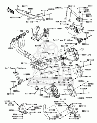 GENUINE KAWASAKI INNER COWL HEAT SHIELD PAD 39156-0728 Z1000 SX