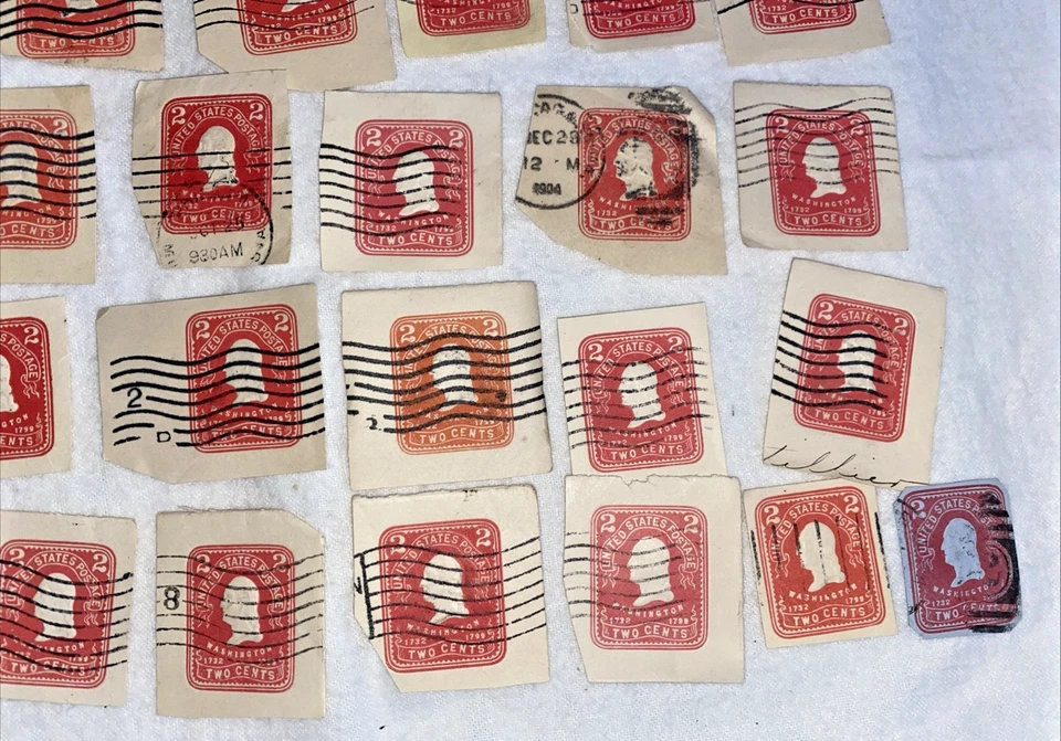 Massive Lot Of 70+ United States used cut square Two Cent Stamps - Image 4 of 4