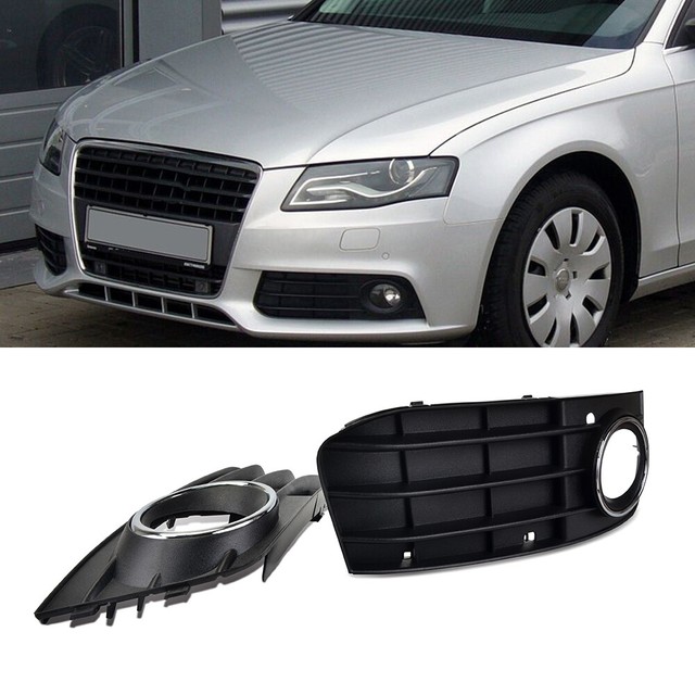 Pair Front Bumper Fog Light Cover Grille Grill Fits Audi A4 B8 2009