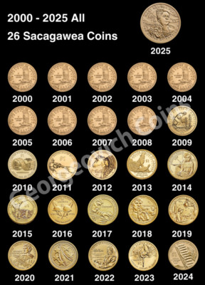 2000-2025 P and D Sacagawea Native American Dollars Uncirculated 52