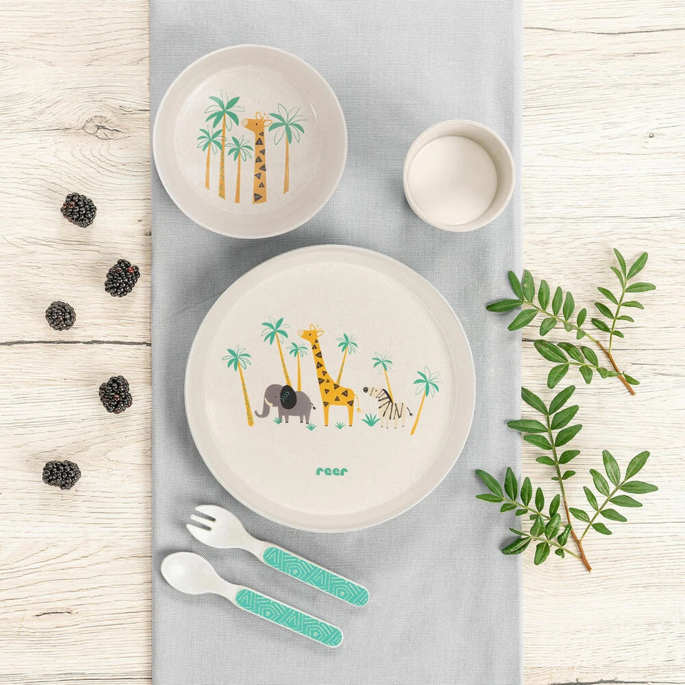 reer Growing Geschirr-Set WildLife 5-tlg. Kindergeschirr Teller Löffel Gabel - Bild 4 von 4
