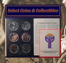 Los Angeles Bicentennial Birthday Dollars - 6 Coin Set & Original Card Pkg
