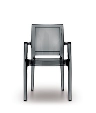Ghost Plexiglass Armrest Chair Transparent Black Stable Stackable UV U.Scratch