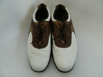 Mens Footjoy Contour Series White Brown Saddle Golf Shoes  display picture 1