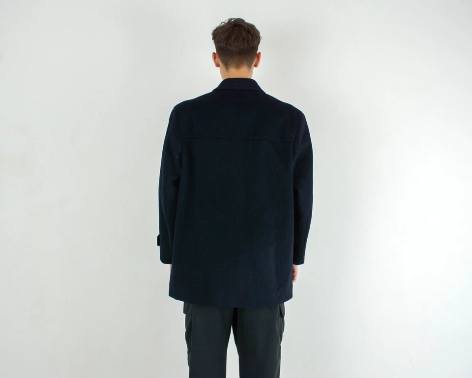 Veste Pour Homme En Laine Noire Chaude Made In Italy EU 52 Vintage - Photo 4/4