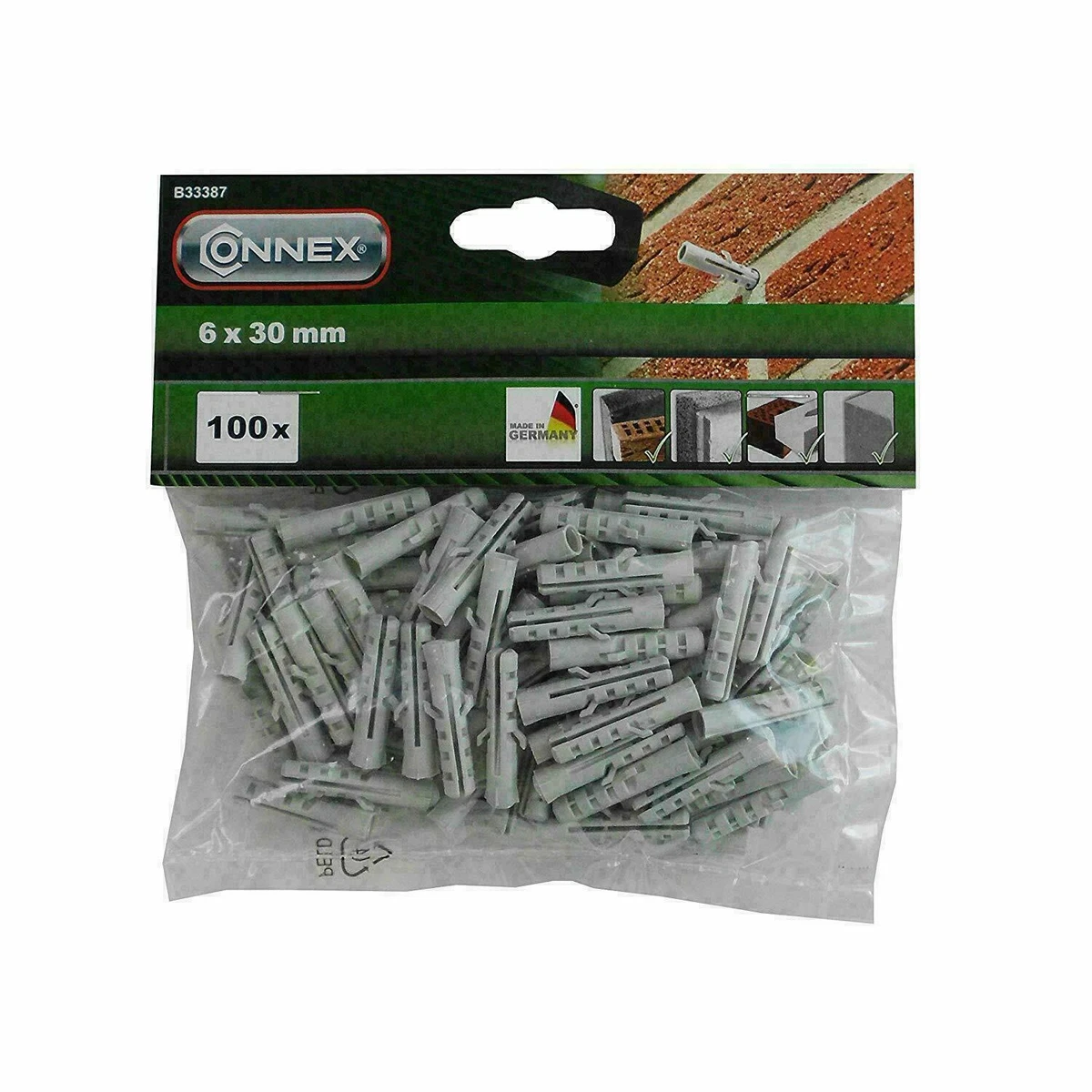 Connex Flossendübel 6 x 30 mm, 100-Stück, Polyamid B33387 | eBay