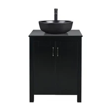 ELECWISH Bathroom Single Sink Vanity with 2 Doors Storage Organizer Modern Black