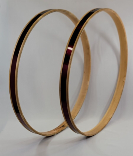 MAPEX 22" Bass Drum Hoops- Natural with Red Wine / Burgundy Wrap Finish - Picture 1 of 9