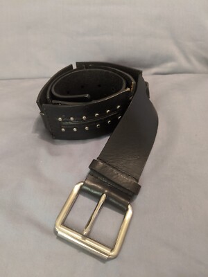 MICHAEL KORS Black Genuine Leather Belt with Silver Stud-like Accents Size L Michael Kors Leather Silver Belts for Women for sale | eBay main image 4