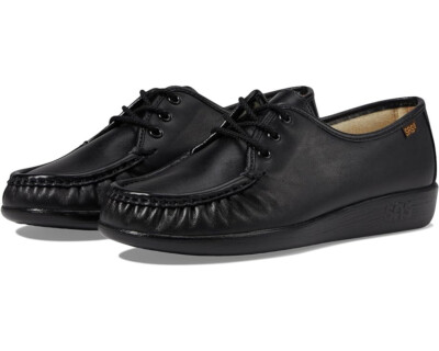 Women's SAS Siesta Comfort Tie Walking Shoes 0038-020 Black Leather Made In USA