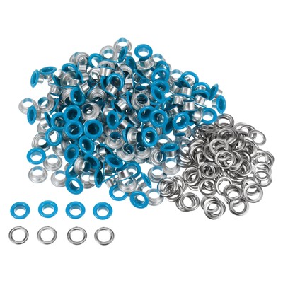 300set Grommets Kit Metal Eyelets 6mm 1/4'' Grommet for Shoes Sky Blue