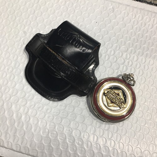 harley davidson pocket watch with leather case