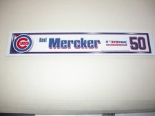 Placa de identificación de casillero usada del juego Kent Mercker 2004 de los Chicago Cubs MLB