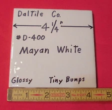 1 pc. Mayan White: Glossy Ceramic Tile by Daltile 4-1/4" Tiny Bumpy, Dimple NEW