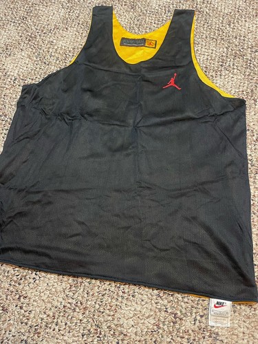 Vintage Nike Air Jordan XII OG Taxi 12 Reversible Jersey Jumpman L Rare Yellow - Picture 2 of 5