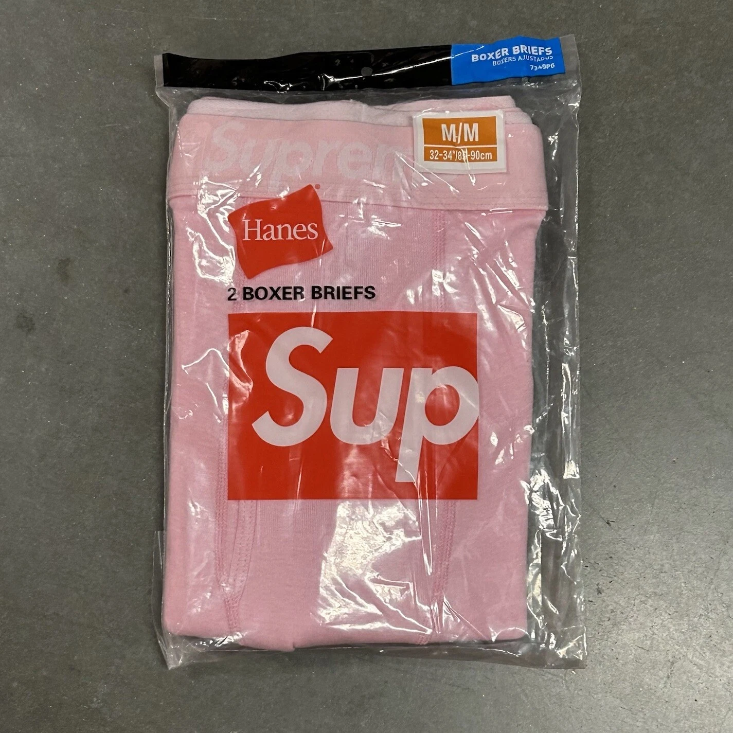 Lot de 2 boxers Supreme rose taille M slip Hanes sous vêtement créateur neuf authentique