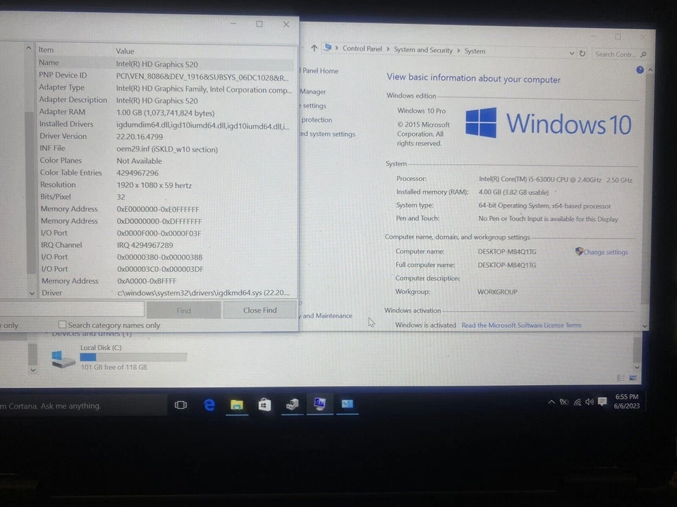 Dell Latitude E7470 Intel Core i5-6300u 2.40Ghz 4GB RAM 128GB SSD 14" Win 10Pro - Image 2 of 4