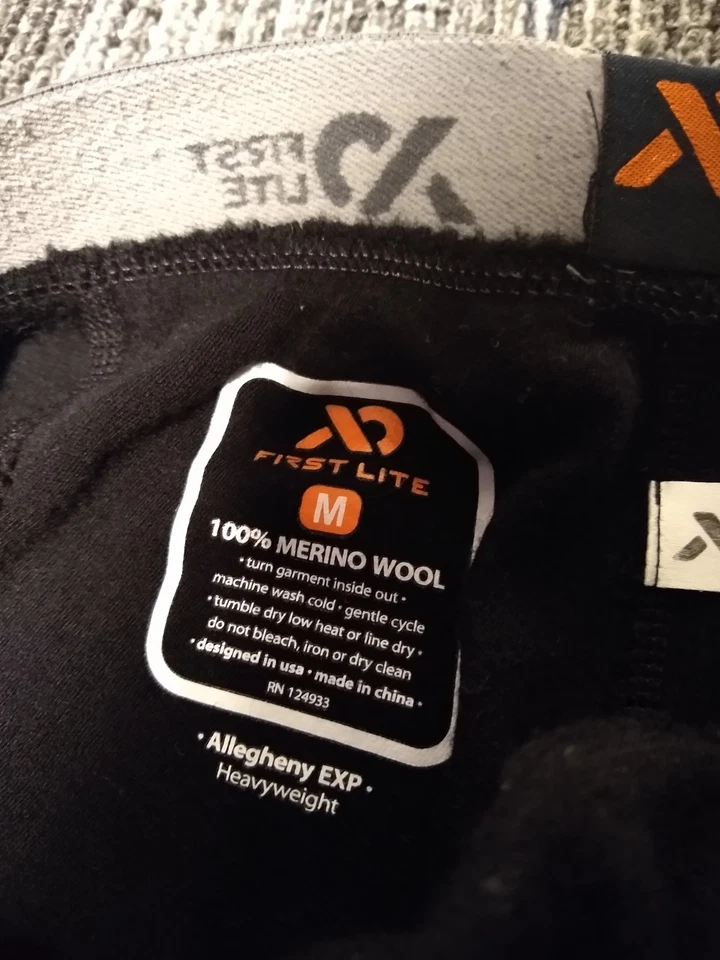 First Lite Allegheny Heavyweight Merino Wool Base Layer Men's Medium Black  - Image 4 of 4