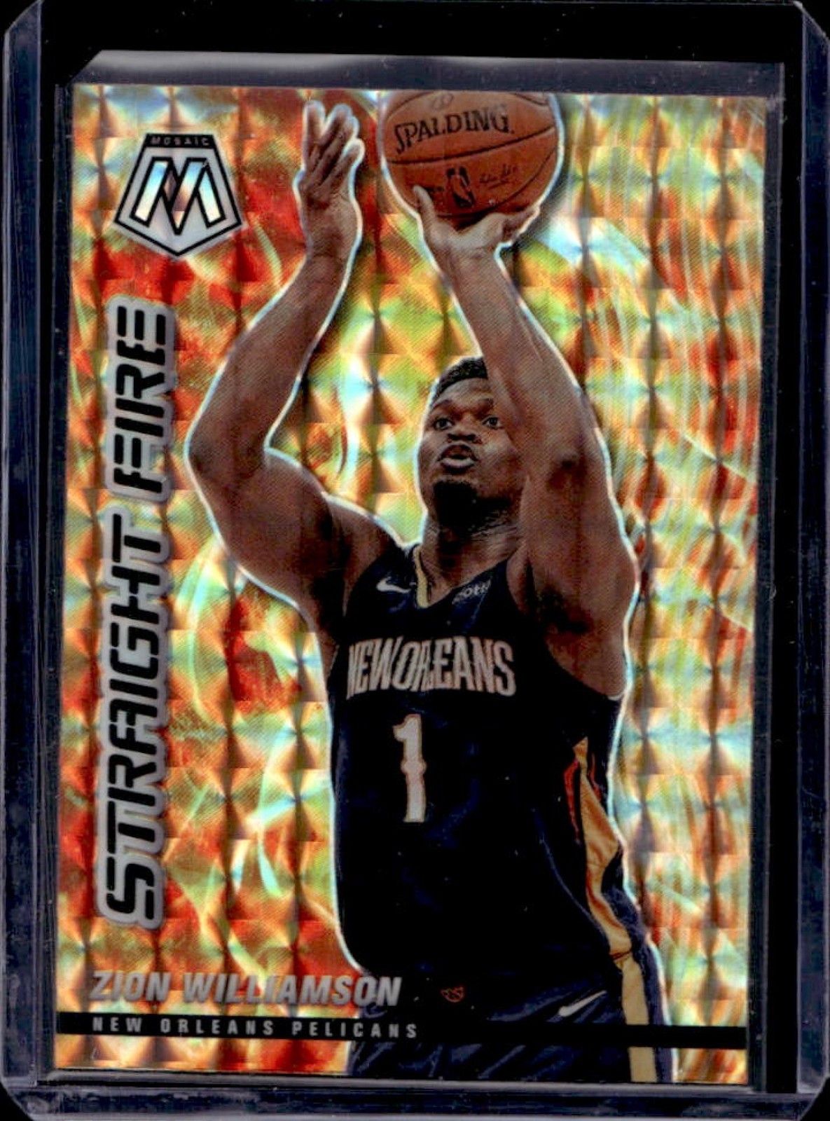 2020-21 Panini Mosaic Zion Williamson Straight Fire #10 Pelicans
