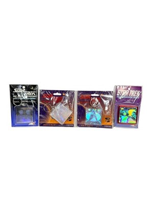 Star Trek TNG Hologram Keychain Lot of 4   1990s Keytrix + Hologram Box Sealed