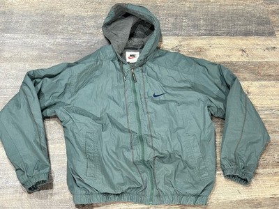 Nike Air White Tag Big Swoosh 90s Green Full Zip Hooded Jacket Coat Medium/Large
