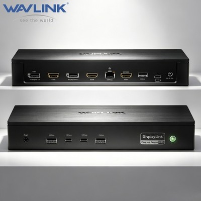 WAVLINK DisplayLink Docking Station 5 Monitors 2X DP 1.4(120Hz) 2X HDMI PD100W