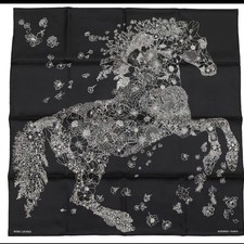 Hermes Carre 90 Robe Legere Silk Scarf Blue Used Pre-owned Auth Made in France B