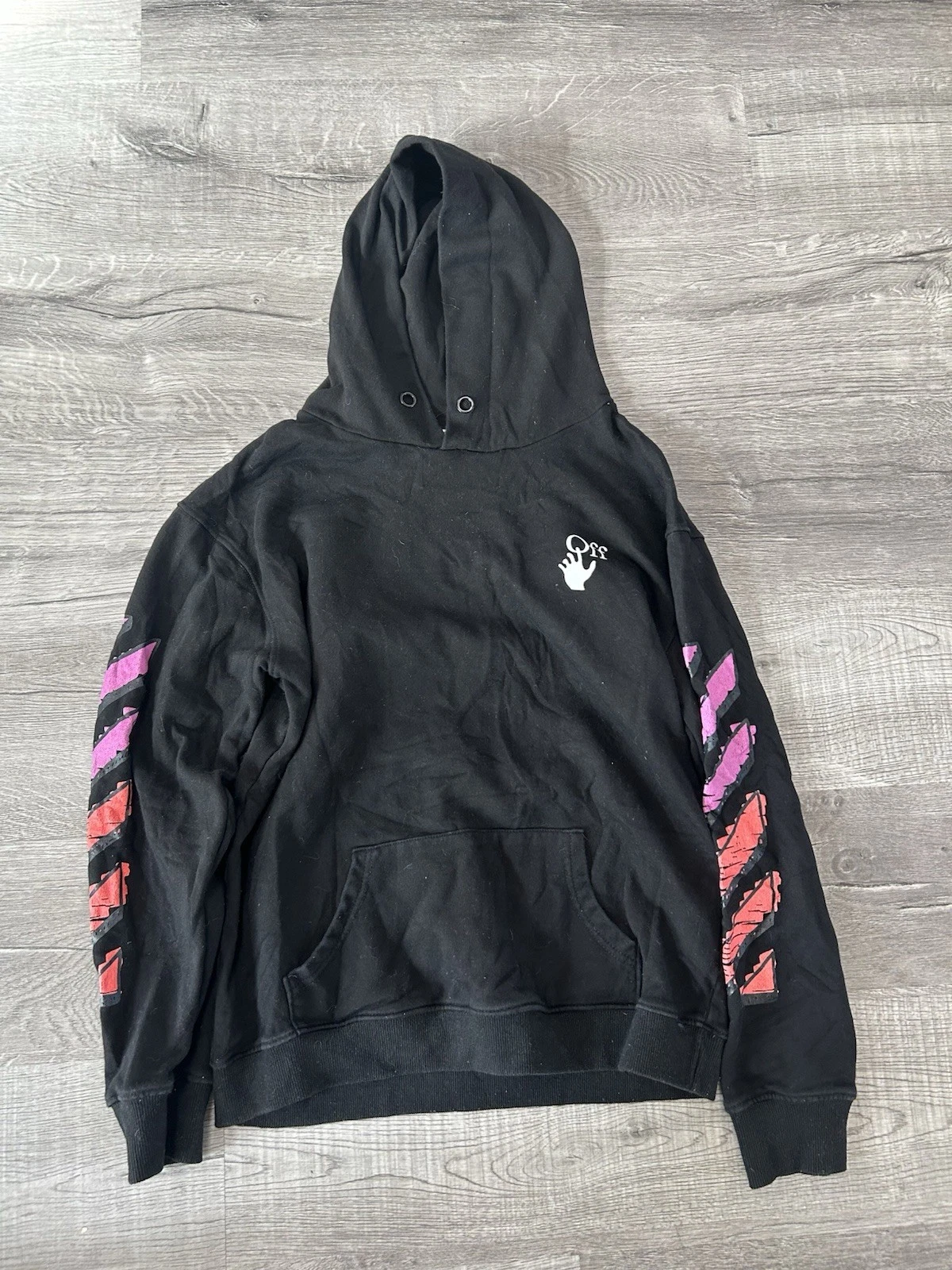 Felpa con cappuccio Off White sfumato viola arancione rosa taglia media spedizione veloce gratuita 2013