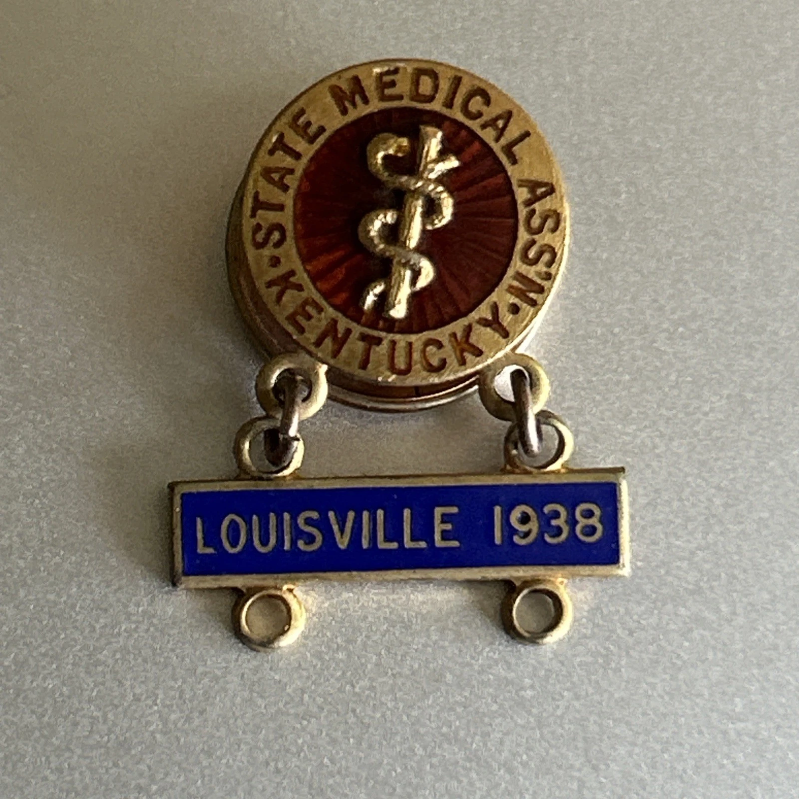 Kentucky State Medical Association Assn Enameled Lapel Pin Louisville 1938